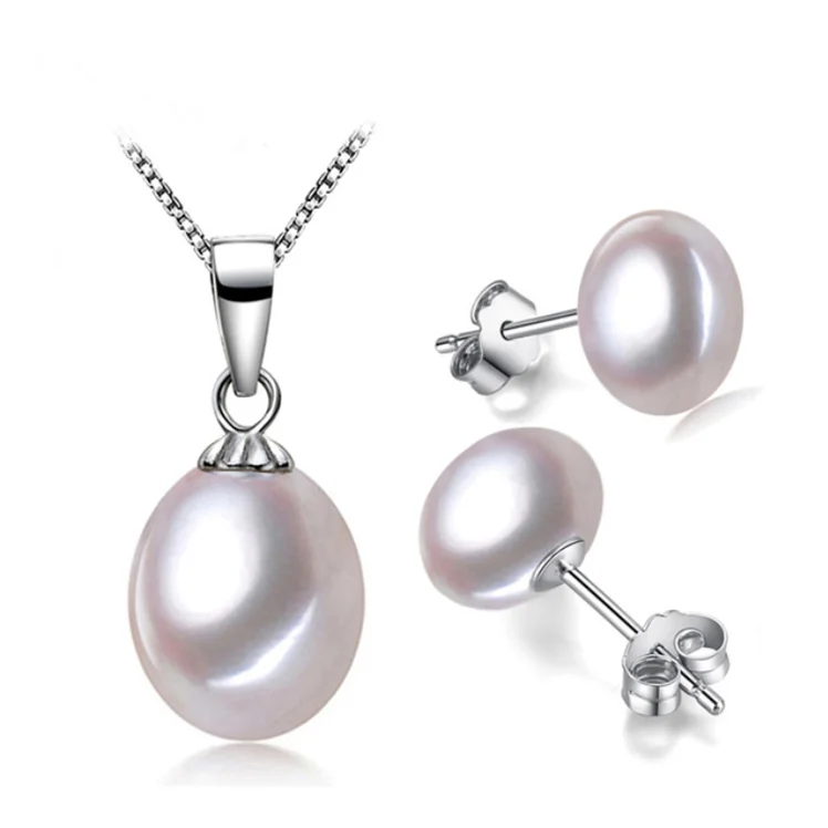 
925 sterling silver white wedding bridal freshwater pearls jewelry set freshwater genuine real natural pearl jewelry 