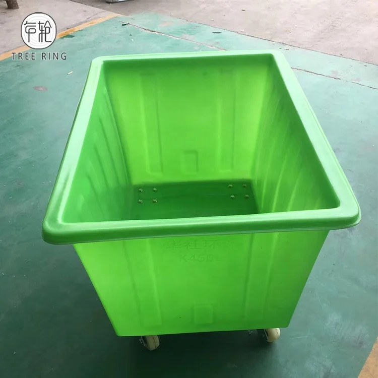 Прямоугольный зеленый цвет 450L поворотный поли коробка грузовики для коммерческого прачечного промышленного хранения