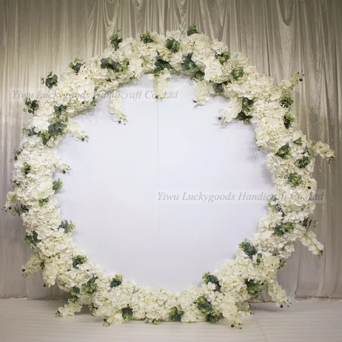 
LFB1048 goegous Floral decoration wedding stage round metal photo backdrop 