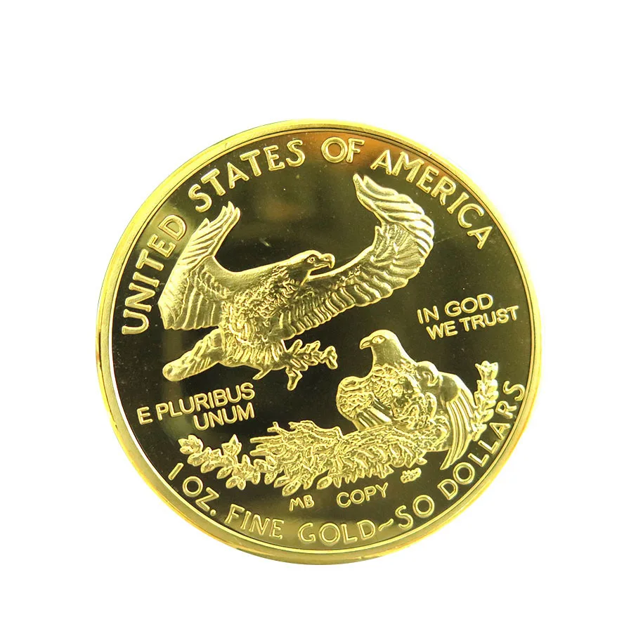 2022  hot sale quality custom old euro coin 1 oz .100 Mills American Eagle liberty gold plated  collectible custom coin
