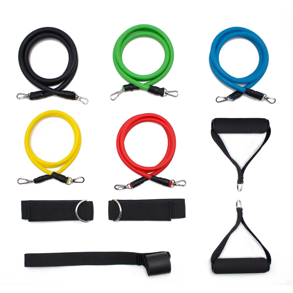 Dropship Hot Sale 11pcs Latex Resistance Band Tube Set with Latex Resistance Band
