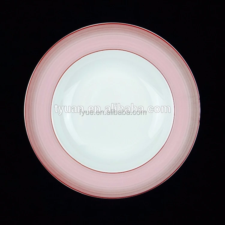 New bone china 28 pcs unbreakable italian porcelain dinnerware dinner plate set with red stripe