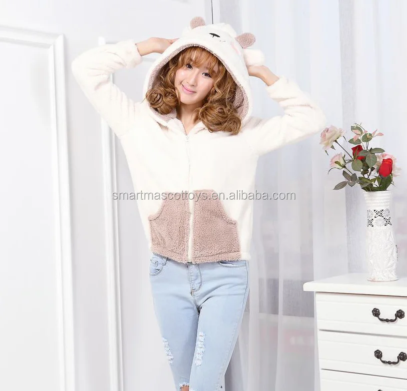 wholesale hoodies velvet sheep animal hoodie with ears