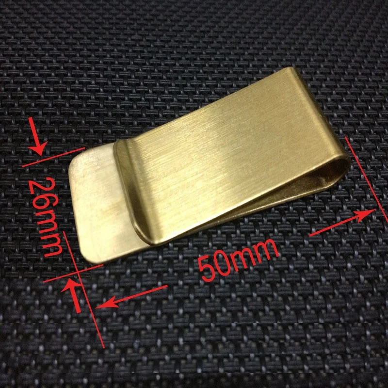 50*26mm Custom Logo Brushed Finish Brass Cash Money Clips Credit Card Holder