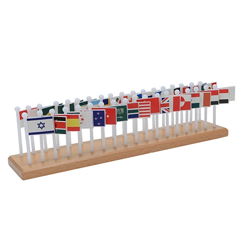 Hot sale New Montessori Equipments Custom Early Baby Montessori Wooden Educational Materials geographic toys Flags of the World