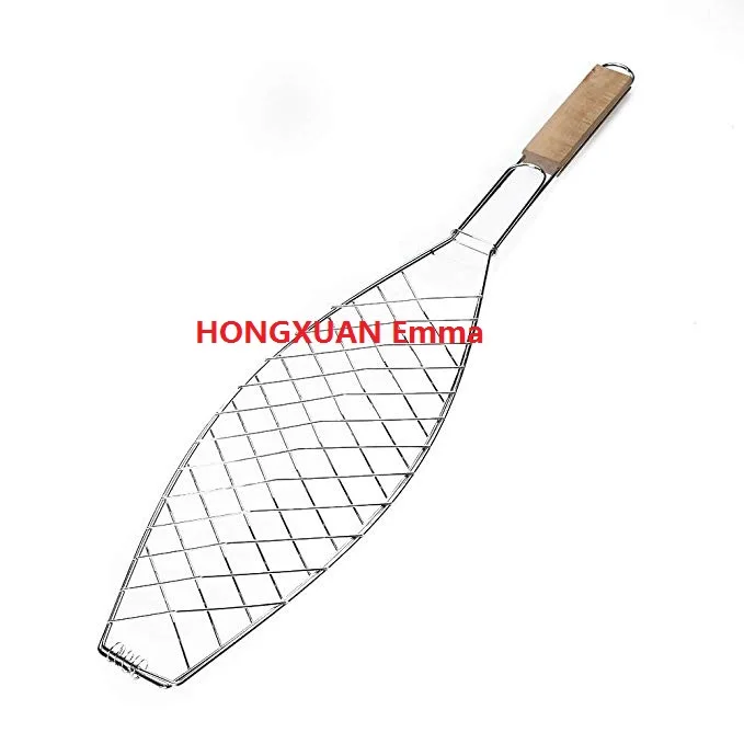 BBQ Charcoal Grilled Fish Rack/Stainless Steel BBQ Fish Grill Basket