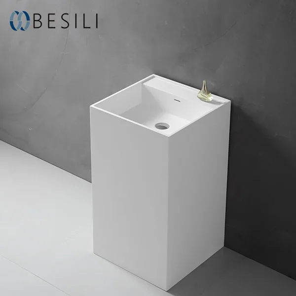 Wholesale bathroom furniture pedestal wash basin/ black bathroom solid surface sink stand Z20-1