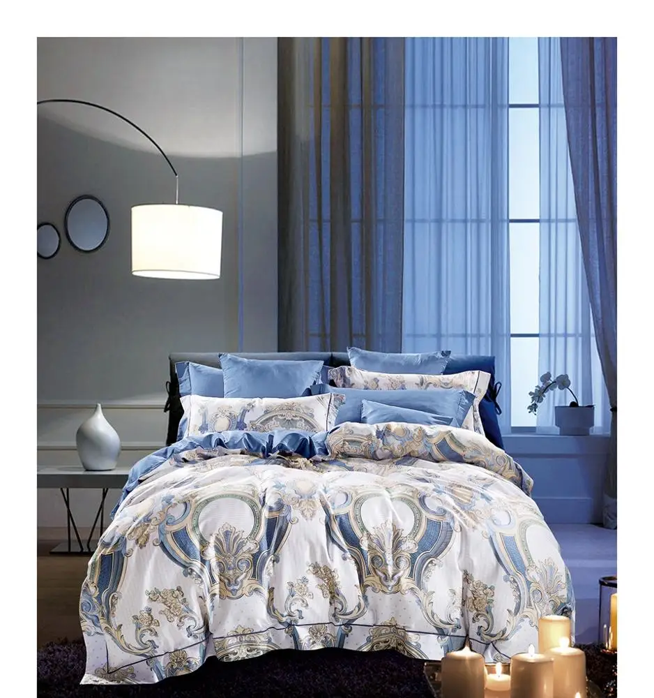 800TC Bed Sheet Set Customized Design 100% Egyptian Cotton Adult Polyester 40 Plant Plain Printed Knitted Comforter Set Grade a