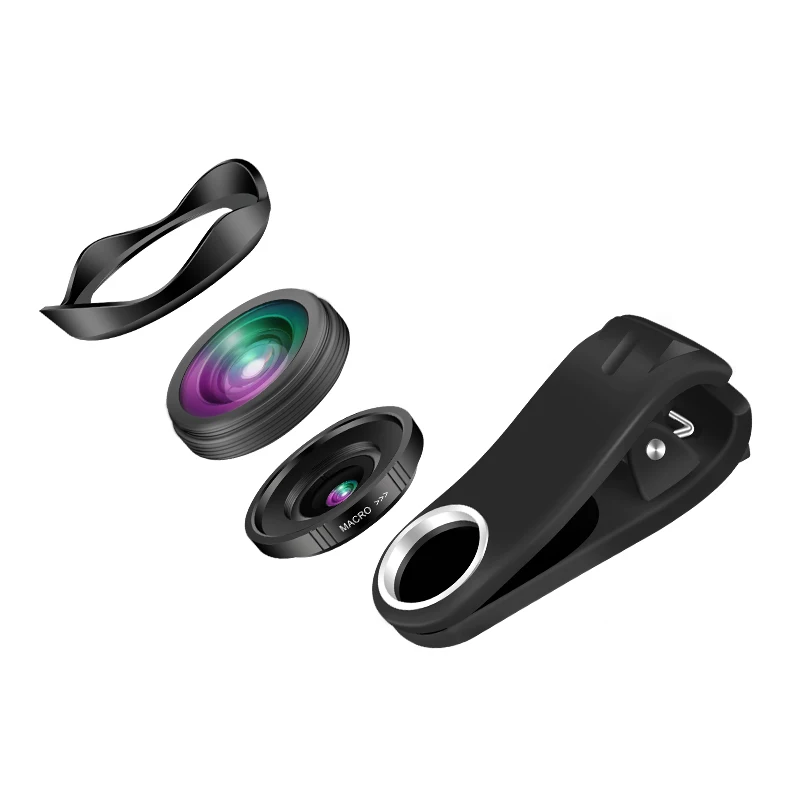 2018 Portable mobile phone camera wide angle macro lens 2 in 1 with universal clip and pouch