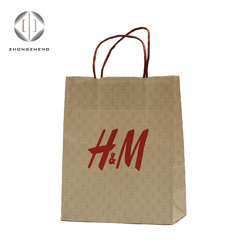 Chinese oem factory custom printing white kraft paper bag with twisted handle