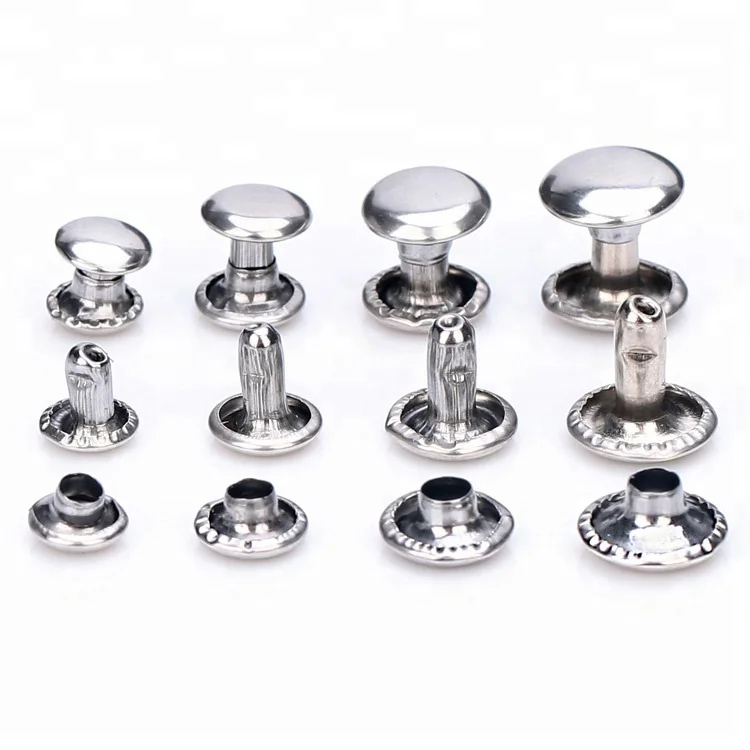 Wholesale Hot Decorative Double Rivet Iron Brass Metal Material Shoes Caps Cloth Garment Bags Double Cap Rivet