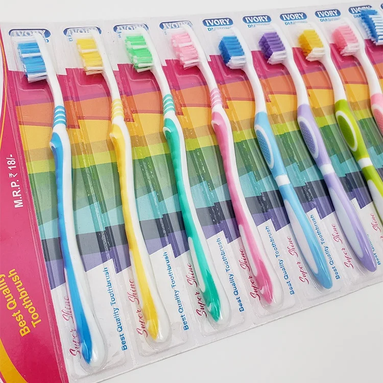 Дюжина зубных щеток, подвесная упаковка из 12, 12 щеток из 3 разных моделей, упакованные в блистерную карту, горячая распродажа