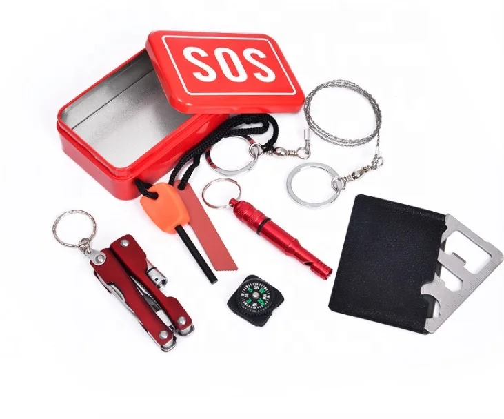 Outdoor survival tool emergency combination set life-saving box SOS self-rescue first aid box