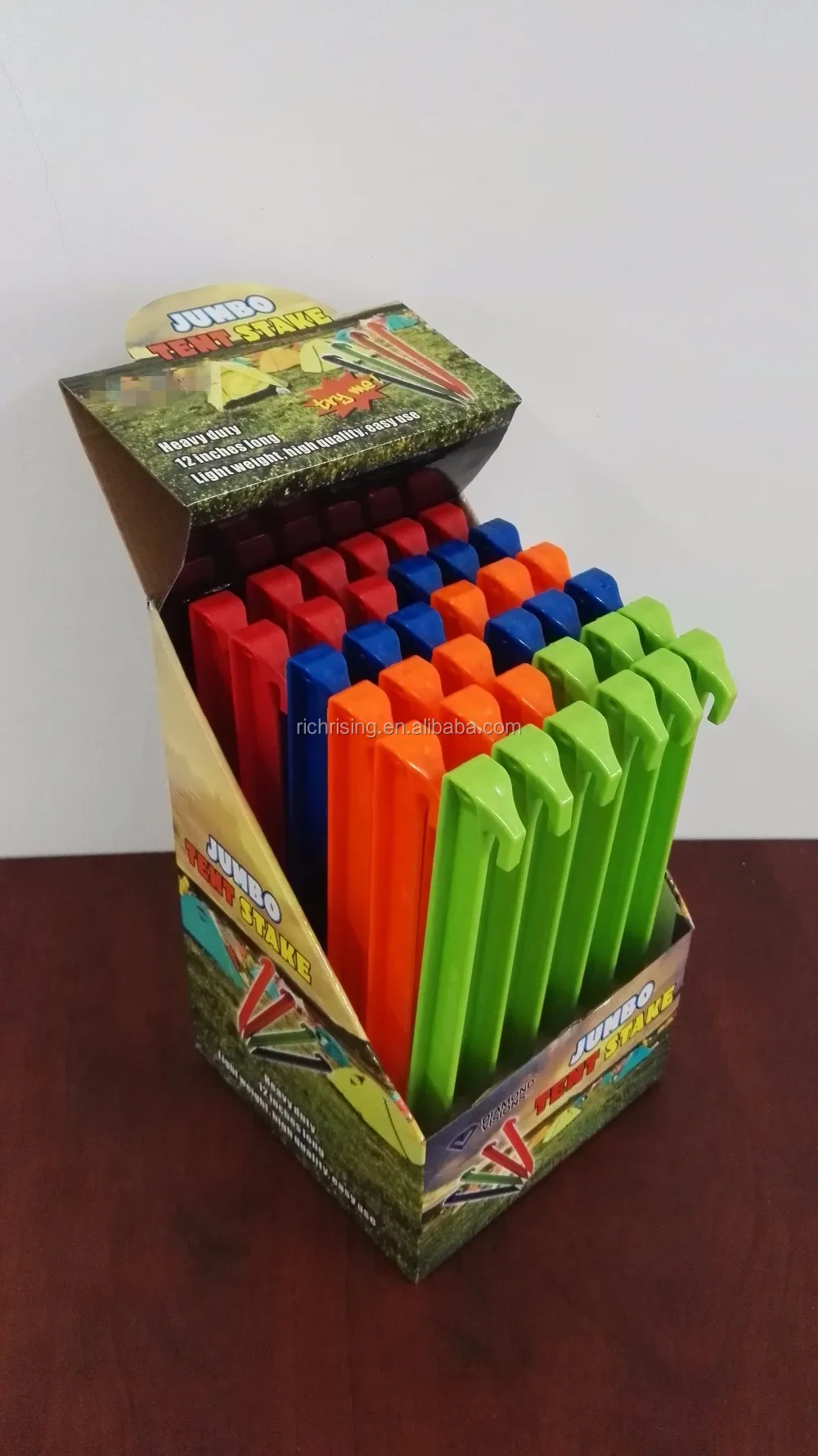 hot sales plastic tent peg stakes set with show box outdoor PP ABS camping nail environmental material customized packing