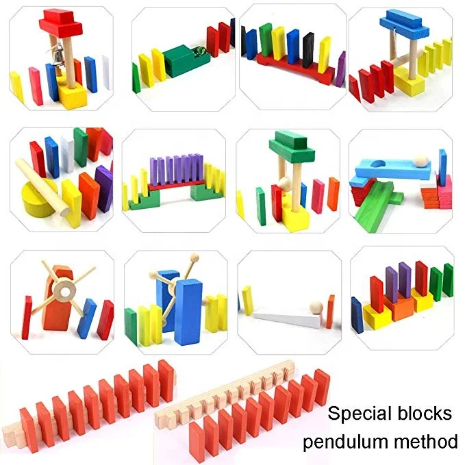 Пользовательские красочные деревянные домино установить блок гоночной игры и укладки игрушка для