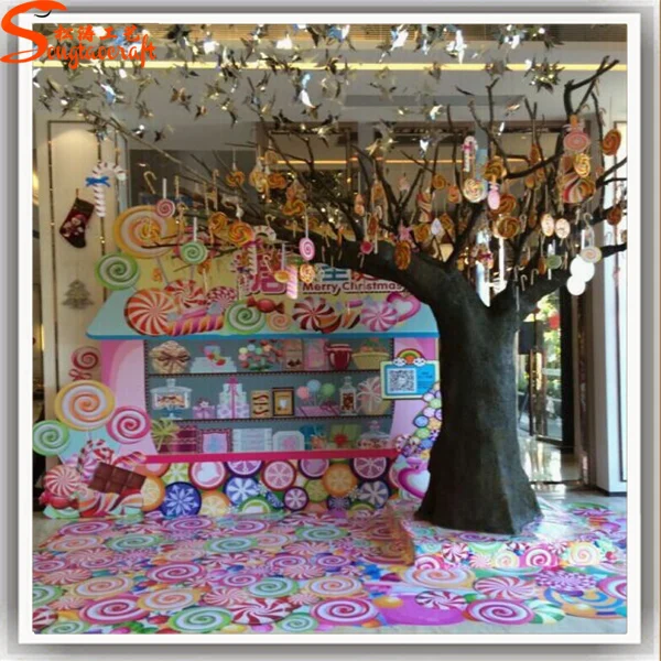 Artificial decorative dry trunk candy tree hanging lollipops tree for outdoor or kindergarten
