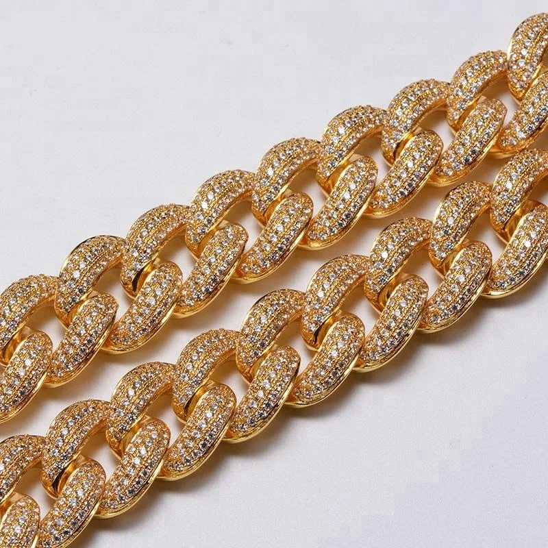 18K Gold 24MM Iced Out Diamond Cuban Link Chain