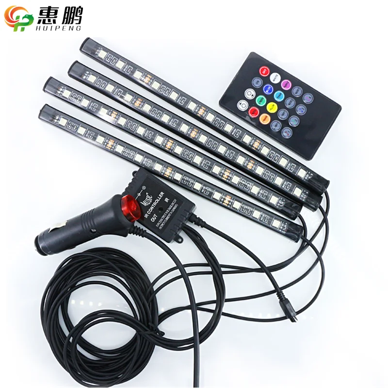 12 светодиодов Автомобильные светодиодные Меняющие цвет огни со звуковым музыкальным контроллером