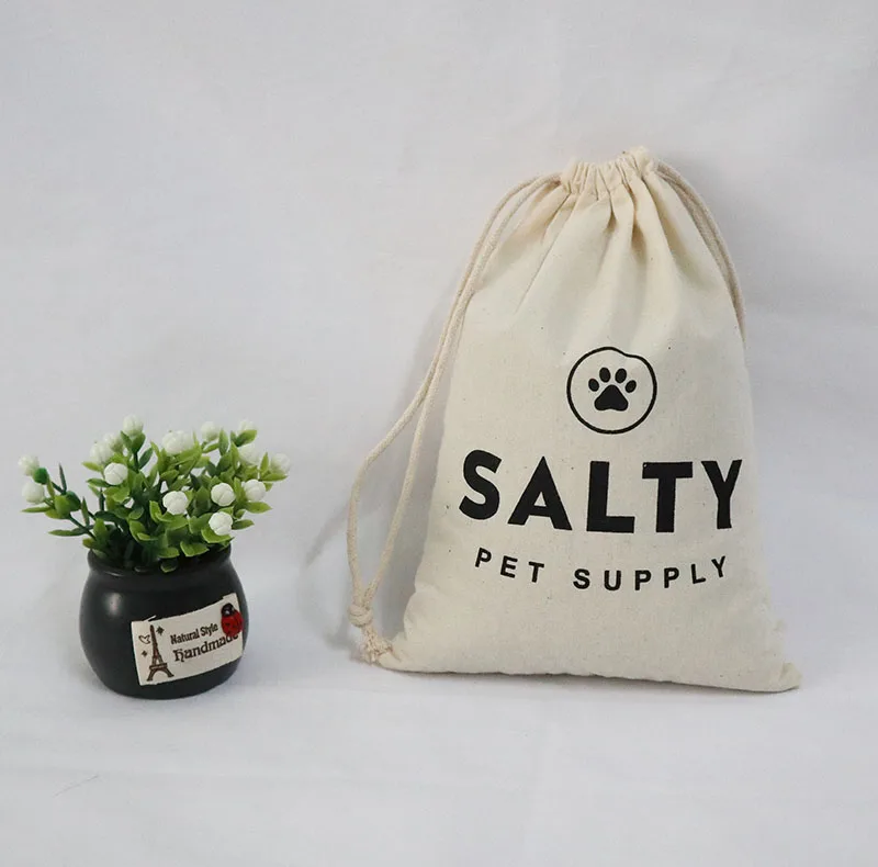 Custom Logo 130 gsm  (6A,8A,9A,10A Cotton Canvas)Eco-friendly small size Cotton Material Drawstring Packing Bag with Custom Log