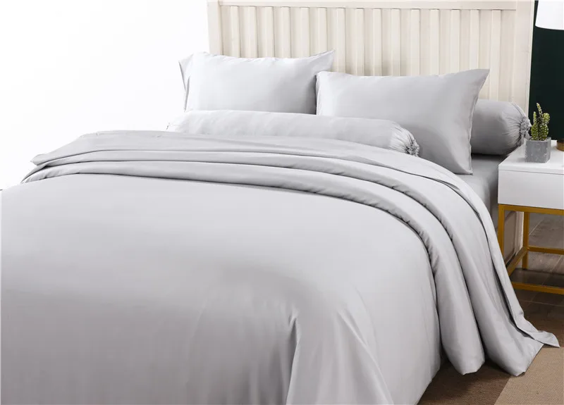 Custom Colours Bamboo Rayon Plain Dyed Sateen Weave Bed Sheet Set 400 Thread Count