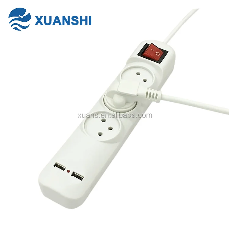 Hot sale factory price Israel white smart 3 way 2.1A usb port extension cord