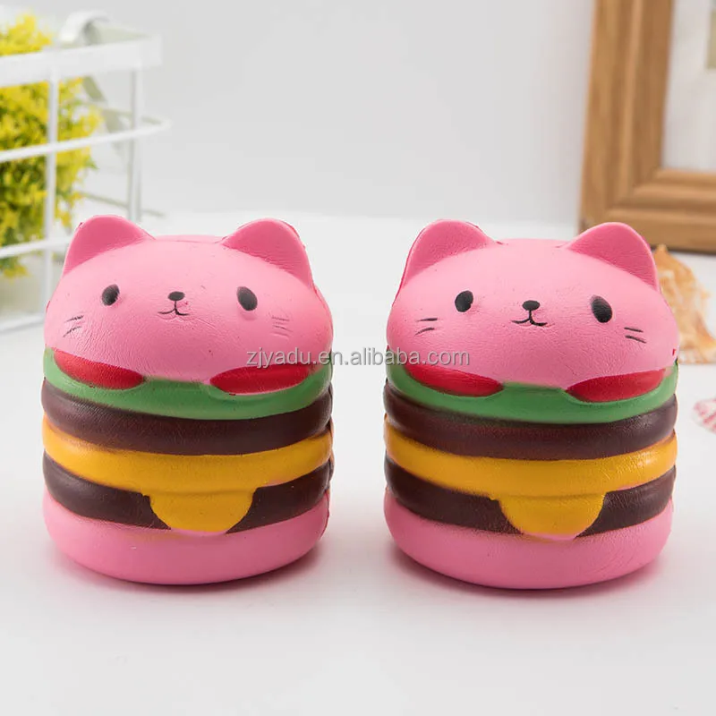  Новинка популярная сжимаемая медленно восстанавливающая форму игрушка из искусственной кожи гамбургер кошка декомпрессионный хлеб с завода