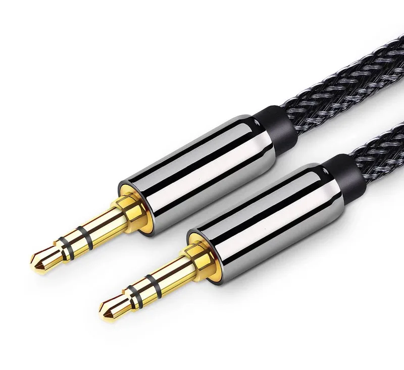 0.5m/1m/1.5m/2m Nylon Woven Braid PVC AUX Audio Line Car Line 3.5mm Metal Head Line Cable