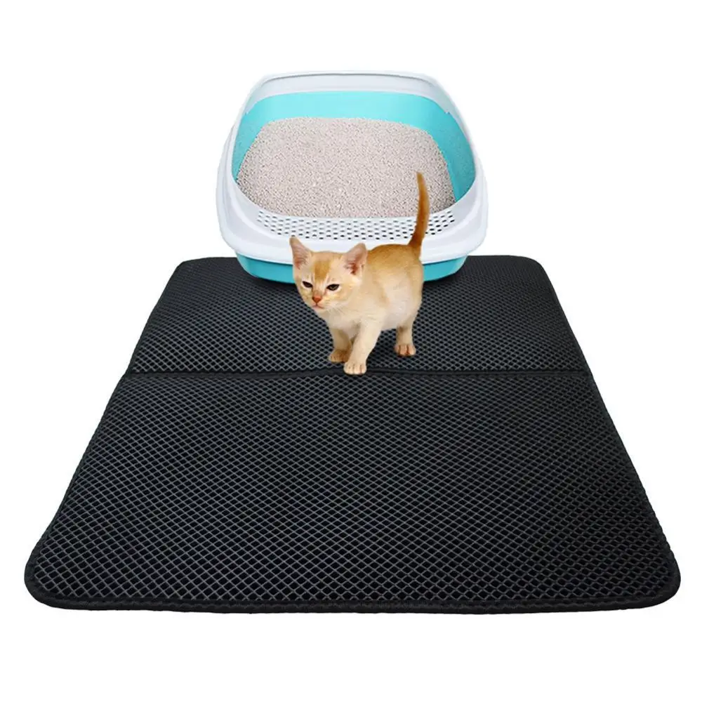Double-layer Waterproof Cat Litter Rugs High Elastic Eva Folding Pet Cat Rugs Scratch Toilets Catcher With Toilets Shovel