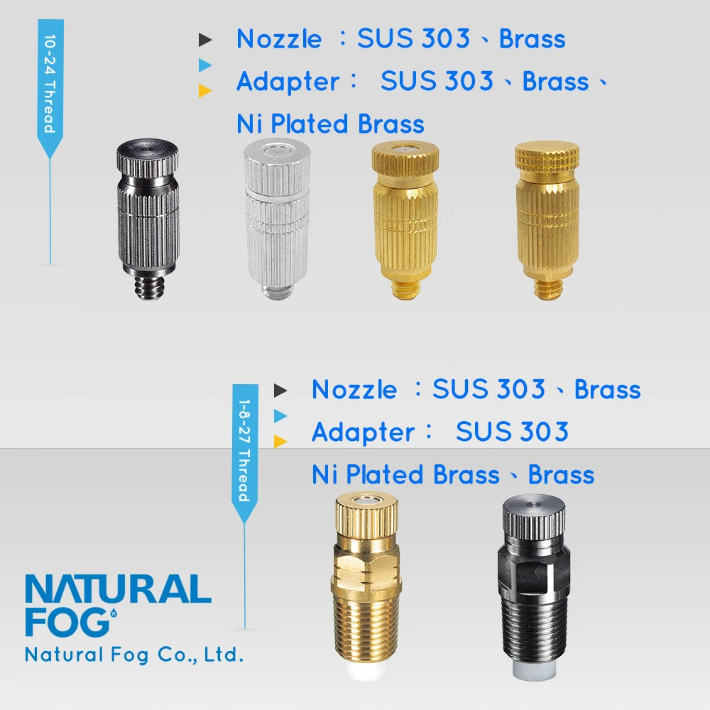 Taiwan Natural Fog Cleanable Anti Drip Evaporative Cooling Brass Fog Nozzle