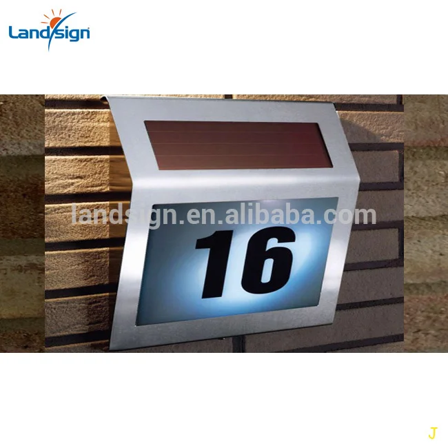 Warm White High Brightness LED Garden Lights Outdoor Stainless Steel House Number Solar Powered with Battery Backup for Hotels