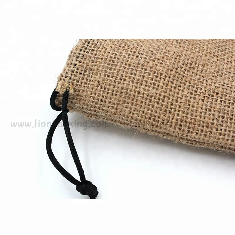 China supplier custom logo small pull string burlap pouch jute potato sacks bag