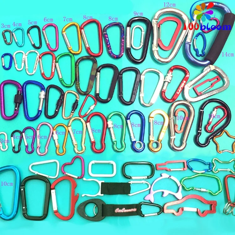 
Factory directly wholesale 7cm aluminum D shape flat carabiner keychain with double rivets 