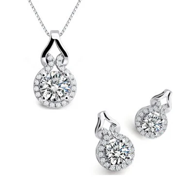 Diamond pendant set designs wedding jewelry set