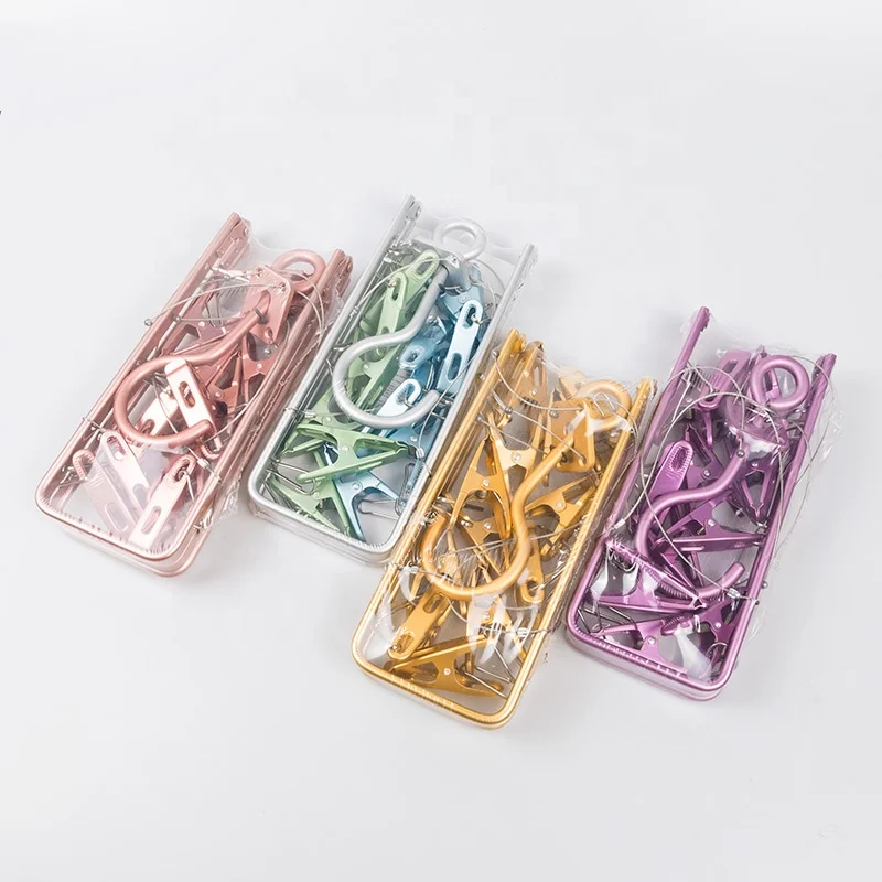 Цветная 12 зажимов алюминиевая переносная Складная Сушилка для детской одежды