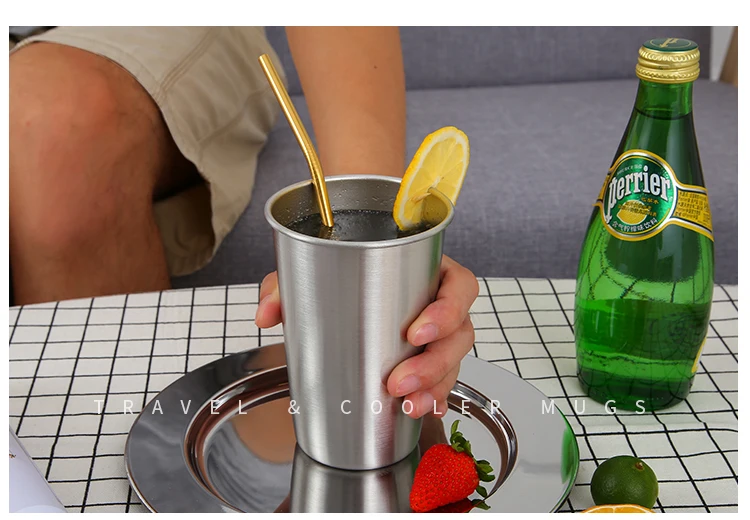 Оптовая продажа, пивная кружка из нержавеющей стали 18/10 для Beerfest, дорожная кружка для кофе с крышкой, кружка