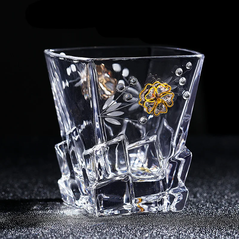 elegant ice-cube crystal whisky decanter set for Gift and Bars