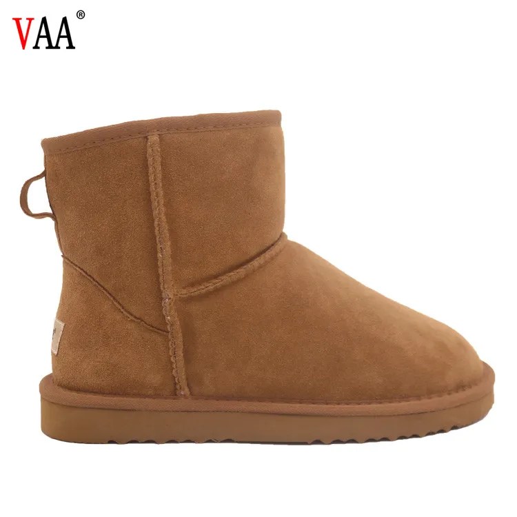 F015-5854 Winter Factory Customized Basic Design  Wool  Boots EVA Plush Genuine Leather Ankle Snow Boots