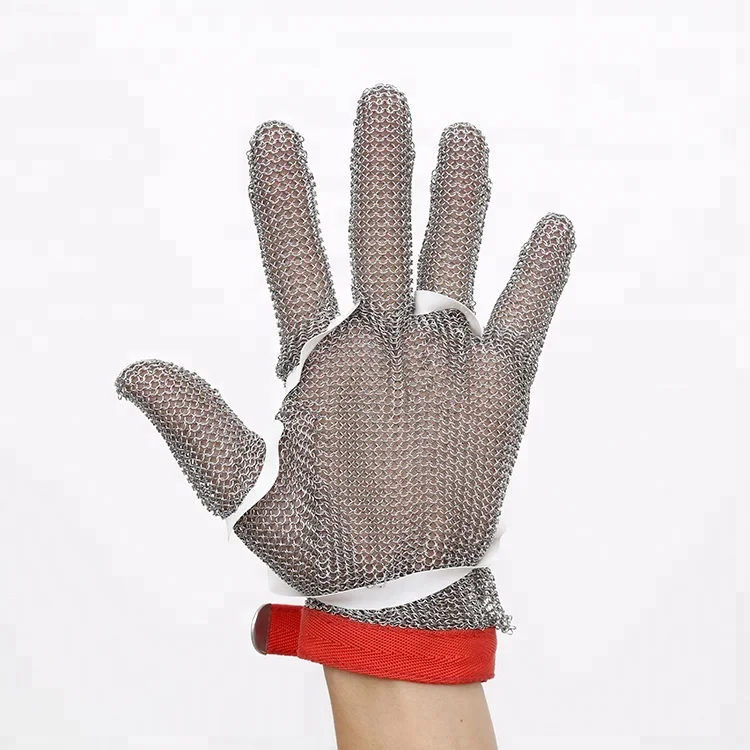 ANSI level 9 Manufacturer directly supply stainless steel chainmail mesh  cutting proof safety hand gloves for cooking