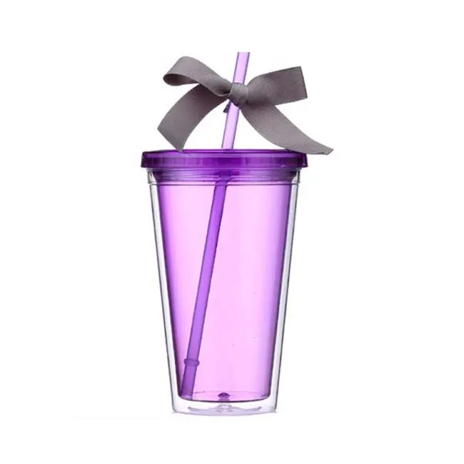 Customized Plastic Tumbler Acrylic Cup With Lid Double Wall