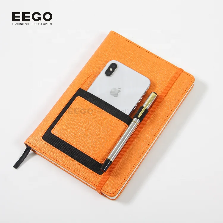 2024 Custom Logo Orange Blue Office Stationery Business luxury Leather Notebook Gift Set with pen
