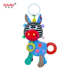 lelebe 2020 China factory baby gift organic hanging   teething rattle soft animal  children plush other kids with baby toys