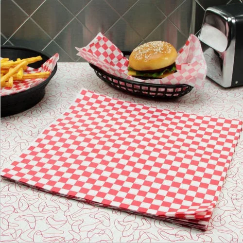 
Hot Sale Red and white lattices Print Food Oil proof Bread Packing Wax Paper Sandwich Wrapping Paper 