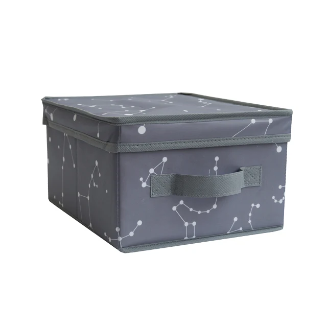 Fabric Stackable Slim Shelf Storage Organizer Box with Lid for Organizing Bedroom Closet