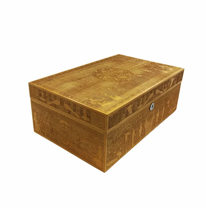 D&S High Quality Customized Engraved Wooden Cigar Storage Box with Humidor