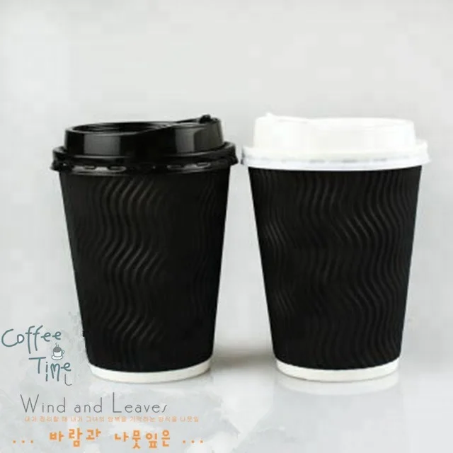 100% бамбуковое волокно одноразовая бумажная чашка для кофе 12 унций 16 унций волнистые бумажные чашки и кофейные чашки