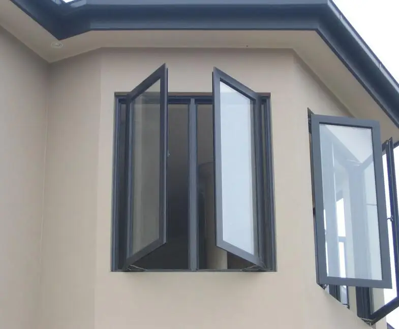 Grey color anti noise double glazed casement aluminium windows