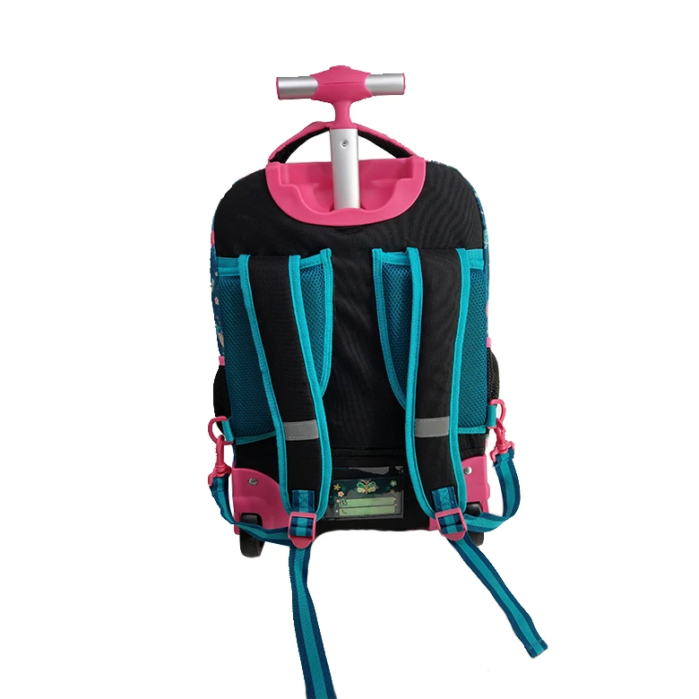 Top level artistic print wheeled trolley backpack bags school waterproof trolley backpack