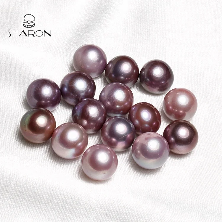 
For Real Pearl Necklace Making Sharon 15-16mm Huge Round Purple Natural Cultured Freshwater Loose Pearl Edison Pearls 
