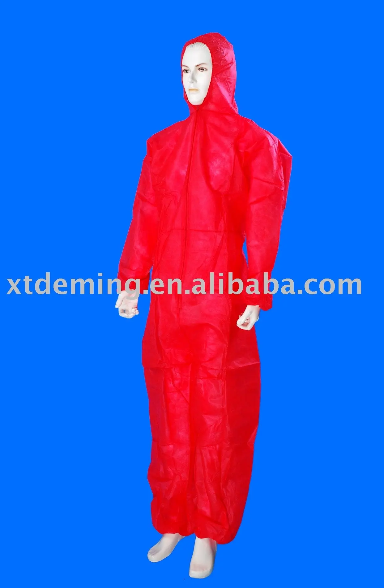 
Disposable Red 40gsm PP Coverall with Hood 