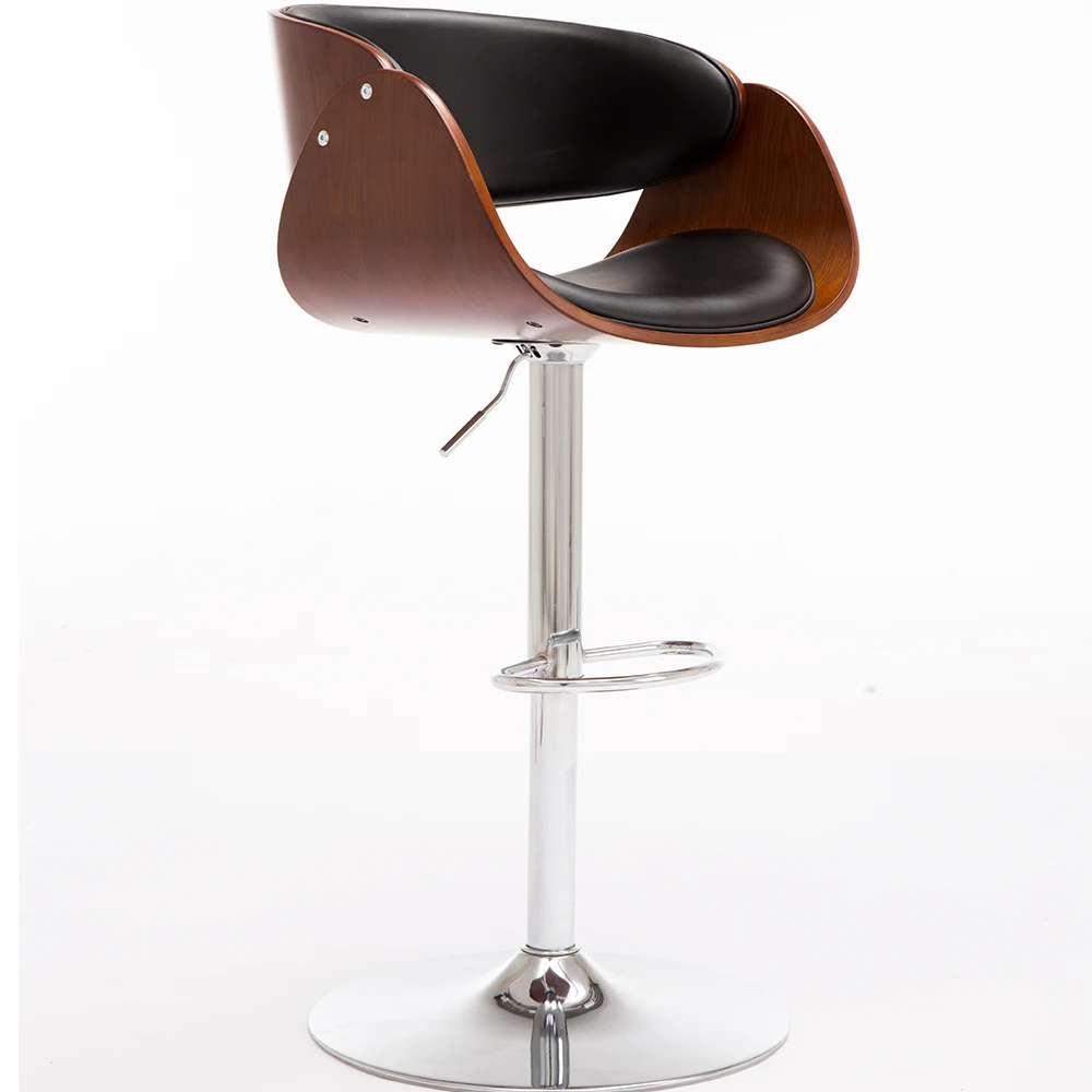 
high grade quality Walnut Wood and Crocodile Effect Bar Stool high end stools barstools Living room furniture 